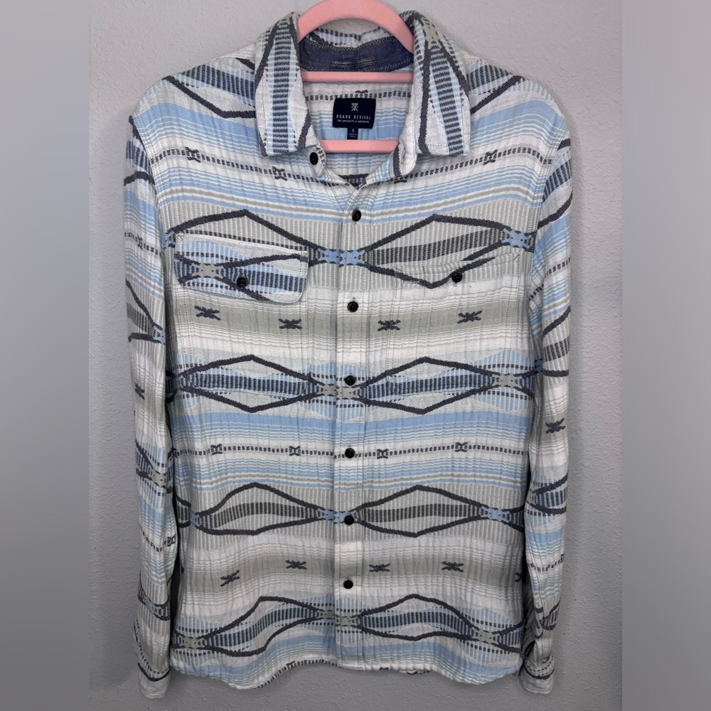 Roark Weston Long Sleeve Button Up Jacquard Shirt Military Western Men's Size S